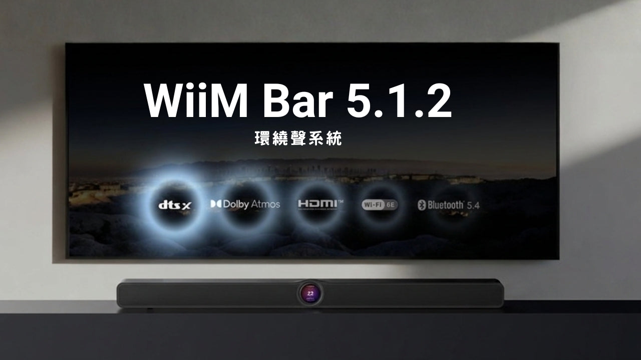 WiiM Bar擴充5.1.2環繞聲系統封面圖,展示WiiM Bar劇院聲霸去背產品圖